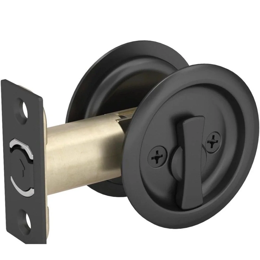 Richelieu Hardware 17RFB42 Onward Round Pocket Door Privacy Pull, Flat Black